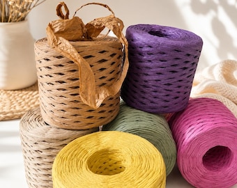 Naturligt raffiapappersgarn Virkpåse och hantverksmaterial (175-200gr\300mt)