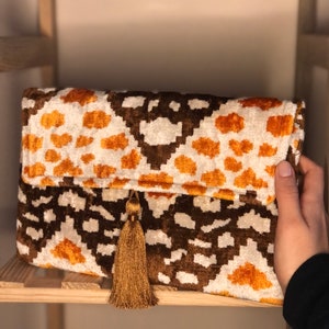 Ikat Clutch Bag: Bohemian Evening Bag with Tassel