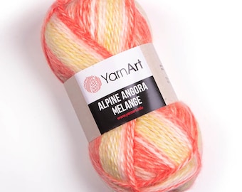 YarnArt Alpine Angora Melange-Super Bulky, Chunky Yarn, Wool Yarn, Angora Wool, Multicolor Yarn,Knitting Yarn, 20% Wool, 5.28 Oz, 164.04 Yds