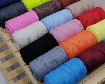 Hilo de algodón para macramé de 2 mm, 250 g (8,80 oz), 225 m (246 yardas)