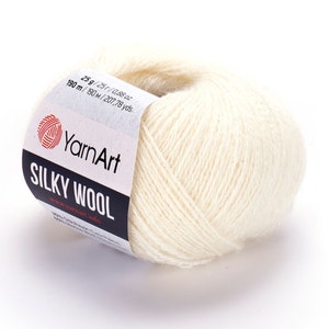 Yarnart Silky Wool, Filato di lana merino, Filato di seta, Filato di lana, Filato di viscosa, Filato morbido, Filato di rayon per uncinetto, Filato invernale, 0,88 once, 207,78 iarde