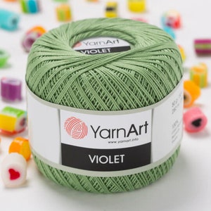 Yarnart Violet - Crochet,Knitting Yarn Mercerized Lace Yarn,100% Mercerized Cotton,Fingering Yarn,Accessory Thread, 1.76 Oz, 308.40 Yds