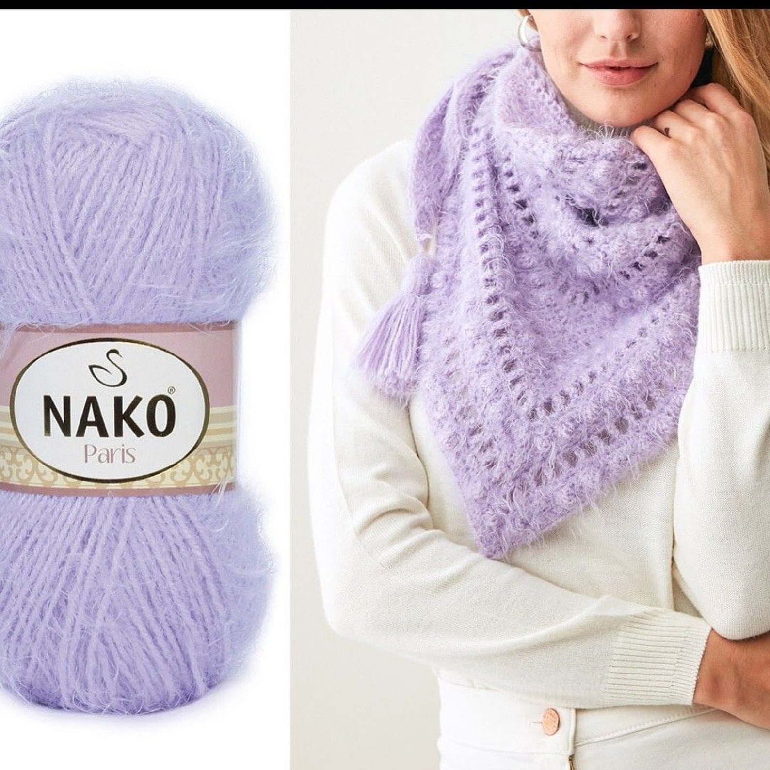 NAKO Paris Knitting Yarn Crochet Yarn Acrylic Yarn Shawl Etsy