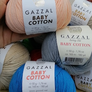 Gazzal Baby Cotton Yarn 50gr/165meters Amigurumi Cotton Yarn Soft Cotton Acrylic Blend Yarn Summer Yarn for Clothing
