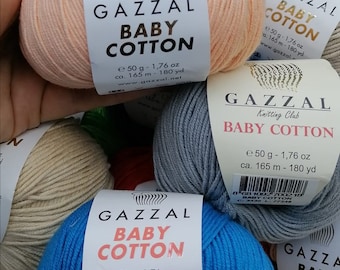 Gazzal Baby Cotton Yarn 50gr/165meters Amigurumi Cotton Yarn Soft Cotton Acrylic Blend Yarn Summer Yarn for Clothing