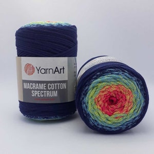 3mm Yarnart Macrame Cotton Spectrum - Multicolor Macrame,8.80 Oz, 246.06 Yds bags baskets yarn macrame knitting crocheting ombre yarn,Rope