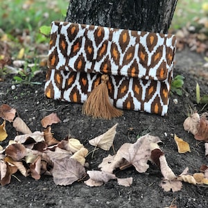 Ikat Clutch Bag: Women&#39;s Mini Evening Bag with Suede Lining