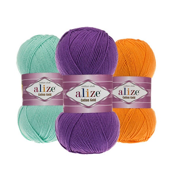 Alize Cotton Gold, hilo de verano, hilo de tejer a mano, hilo de juguetes de ganchillo Amigurumi de algodón para bebé, hilo para tejer y hacer ganchillo