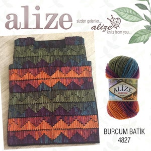 Alize Burcum Batik Yarn Amigurumi Yarn Multi Color Yarn,Batik Yarn, Autumn Yarn, Winter Yarn, Soft Yarn,Thick Yarn 210 Meters/229 yards