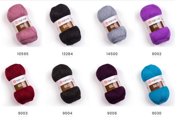 Yarnart Gold-sparkle Yarn, Crochet Yarn, Fantasy Yarn