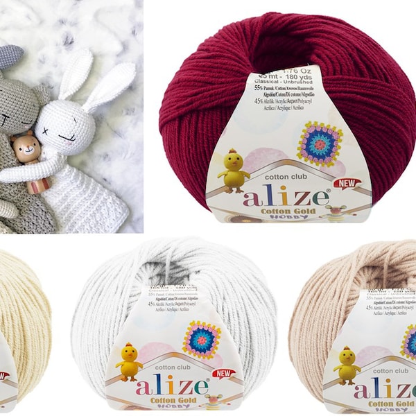 Alize Baby Cotton Gold Hobby New - 50g -165m-180yarda Amigurimi,cotton blend yarn,sport weight,baby weight,fine weight,toys yarn