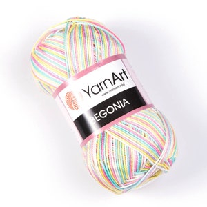 YarnArt Begonia Melange-100% Mercerized Cotton,Accessory Yarn,Crocheting Yarn,Multicolor Yarn,Mercerized Yarn,Knitting Yarn,1.76 Oz, 185 Yds