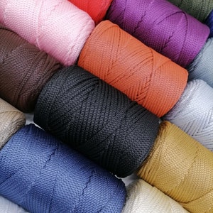 Soft Polyester Bag Yarn, 2-3mm, 3mm Cord, 3mm Yarn, 180 Yard, 8.46 Oz, 541  Ft, 240 Gram, Polyester Cord, Crochet Bag Cord 