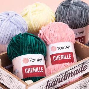 YarnArt Chenille - Blanket Yarn, Amigurumi Yarn, Soft Bulky Yarn, 100% MicroPolyester,Velvet Knitting Yarn, Baby Yarn, 3.52 Oz, 98.42 Yds