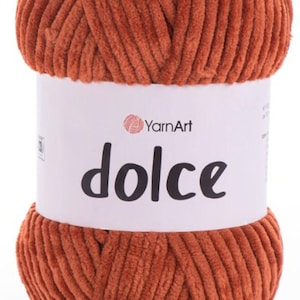 Yarnart Dolce - Velvet Yarn,Blanket Yarn,Plush Yarn,3.52 Oz,131 Yds Velour Yarn,Bulky Yarn,Soft Yarn,Hypoallergenic Yarn,Summer yarn