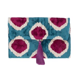 Bolso Ikat, bolso versátil, regalo del Día de la Madre, bolso de noche, funda para iPad, regalos para ella, bolso elegante, bolsa de viaje, la cadena está incluida