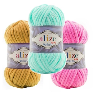 Alize Velluto - 100gr 68mt Velvet Yarn Plush Yarn Knitting Yarn Baby Blanket crochet yarn, baby blanket yarn Yarn Chenille Yarn Winter yarn