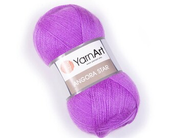 YarnArt Angora Fingering Yarn, Star Shawl Yarn, Soft Fantasy Yarn, Knitting Yarn, Wool Yarn, Acrylic Yarn,20% Wool, 3.52 Oz, 546.80 Yds