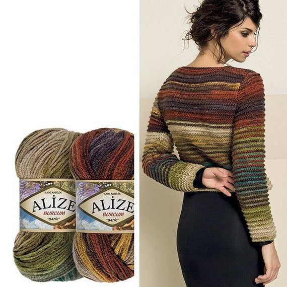 Alize Burcum Batik Yarn Amigurumi Yarn Multi Color Yarn,batik Yarn, Autumn  Yarn, Winter Yarn, Soft Yarn,thick Yarn 210 Meters/229 Yards 