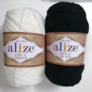 Alize Diva Stretch hand knitting yarn,knitted bikinis,Elastic Yarn,Elastic Yarn,Summer Yarn,Swimwear Yarn,Lingerie Yarn,100 Gram,400 Meters