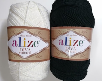Hilo elástico Alize Diva: mezcla de microfibra acrílica, hilo para tejer de verano