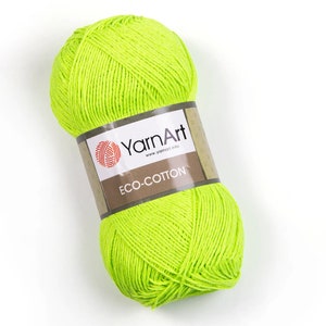 YarnArt Eco Cotton-Summer Yarn, Crochet Yarn, Amigurumi Yarn, Organic Yarn, Baby Yarn, Knitting Yarn, 80% Cotton Yarn, 3.52 Oz, 240.59 Yds