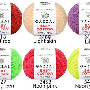 Gazzal Baby Cotton Yarn 50gr/165meters Amigurumi Cotton Yarn Soft Cotton Acrylic Blend Yarn Summer Yarn for Clothing image 5