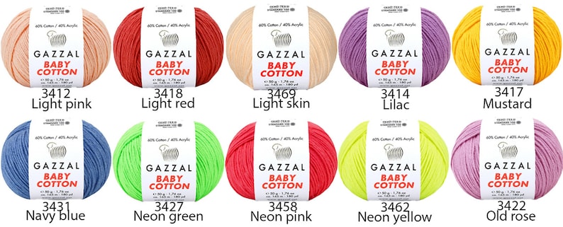 Gazzal Baby Cotton Yarn 50gr/165meters Amigurumi Cotton Yarn Soft Cotton Acrylic Blend Yarn Summer Yarn for Clothing image 5