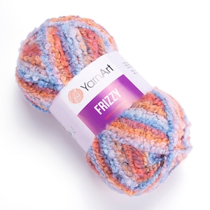 YarnArt Frizzy - Fluffy Yarn,Super Bulky Yarn,Multicolor Knitting Yarn,Wool Yarn, Winter Yarn, Chunky Yarn, Furry Yarn, 5.28 Oz, 114.83 Yds