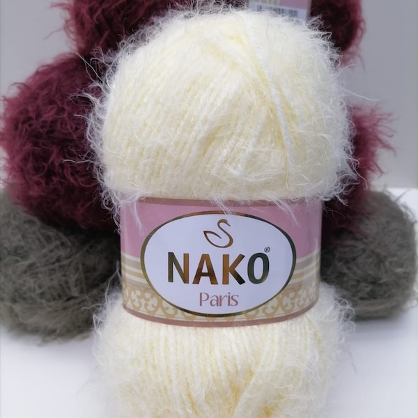 NAKO Paris, Knitting Yarn, Crochet Yarn, Acrylic Yarn, Shawl Yarn, Winter Yarn, hat Yarn, Eyelash Yarn, Scarf, Pullover, Cardigan, Beret