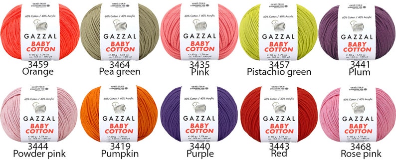 Gazzal Baby Cotton Yarn 50gr/165meters Amigurumi Cotton Yarn Soft Cotton Acrylic Blend Yarn Summer Yarn for Clothing image 6
