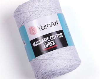 YarnArt Macrame Cotton Lurex - Glittery Macrame Yarn,Metallic Yarn,Macrame Rope,Macrame Bag,Macrame Rug, Cotton Yarn, 8.80 Oz, 224.19 Yds
