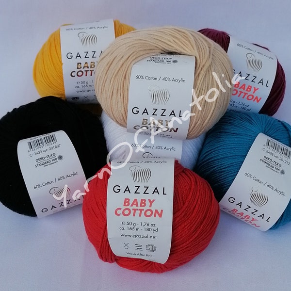 Gazzal Baby Cotton - Yarn 50gr/165meters Amigurumi Cotton Yarn Soft Cotton Acrylic Blend Yarn Summer Yarn for Clothing