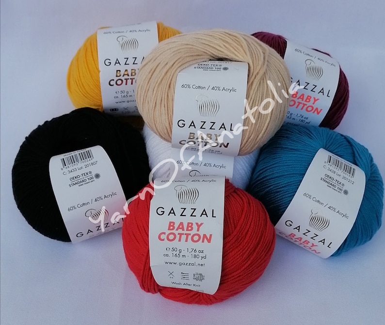 Gazzal Baby Cotton Yarn 50gr/165meters Amigurumi Cotton Yarn Soft Cotton Acrylic Blend Yarn Summer Yarn for Clothing image 1