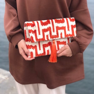 Ikat Clutch Bag: Women&#39;s Evening Bag with Suede Lining