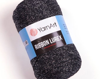 YarnArt Ribbon Lurex - Metallic Ribbon Yarn,Crochet Yarn,Bag Yarn,Rug Yarn,Accessories Yarn,Knitting Yarn, Fabric Yarn, 8.80 Oz, 136.70 Yds