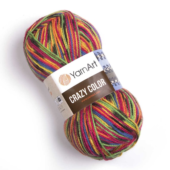 Yarnart Crazy Color Acrylic Yarn, Sport Yarn, Winter Yarn, Sweater Yarn,  Multicolor Knitting Yarn, 25% Wool, 3.52 Oz, 285 Yds 