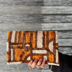 Ikat Clutch Bag: Bohemian Evening Handbag with Suede Lining