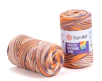 Yarnart Twisted Macrame 3mm VR-250gr/195m/213yrds,Macrame Cord,Macrame Rope, 80% Cotton Macrame,Crochet Macrame,Macrame Bag,Macrame Rug