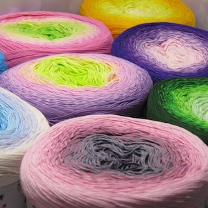 YarnArt Rosegarden , %100 Cotton 250g 1000m 8.80oz Rainbow Yarn Cotton Lace Soft Yarn Gradient Yarn Crochet Knitting