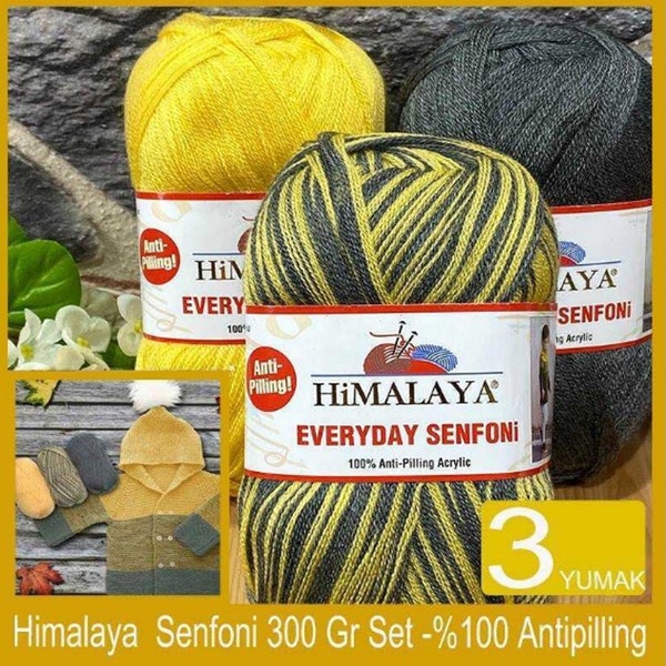 Himalaya Everyday Senfoni,1 paquet de 3 boules,%100 Anti Pilling Acrylique Couverture Bébé Velours Tricot Senfony Collection