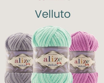 Hilo de chenilla Alize Velluto: micropoliéster de felpa, manta de bebé tejida a crochet