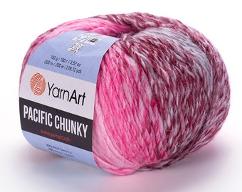 YarnArt Pacific Chunky-Worsted Yarn,Acrylic Yarn,Gradient Yarn,Multicolor Yarn,Knitting Yarn,20% Wool Yarn,Sweater Yarn,3.52 Oz,218.72 Yds