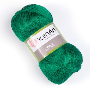 YarnArt Style - Shawl Yarn, Glittery Crocheting Yarn, Accessory Yarn, 67% Cotton Yarn, Shiny Knitting Yarn, Summer Yarn,1.76 Oz, 202.32 Yds