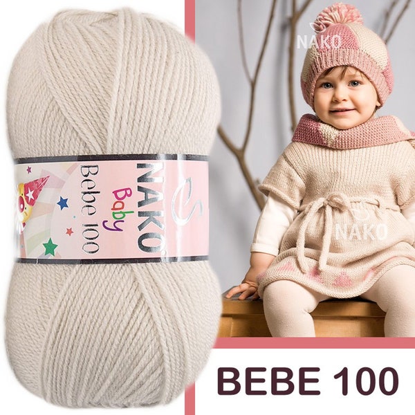 NAKO Bebe 100 BabyYarn,360 mt/394 yarda 100gr Blanket,Hat Handmade Sweater,Cardigan,Beanie,Vest,Patika,Nako premium acrylic yarn Kid yarn