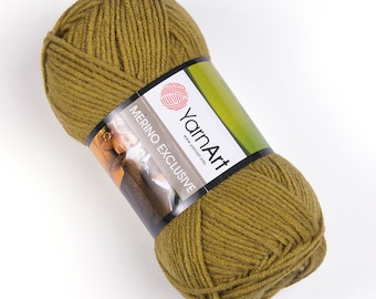 YarnArt Merino Exclusive Wool Yarn, Fil acrylique, Fil volumineux, Fil de cardigan, Fil de pull, Fil à tricoter, 3,52 oz, 240 Yds