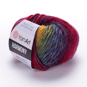 YarnArt Harmony-60% Schurwolle Garn, Strickgarn, Pullovergarn, Wintergarn, dickes Garn, Acrylgarn, Wollgarn, 50 Gramm, 87,49 Meter