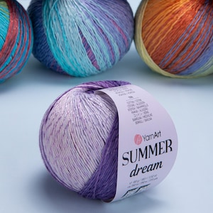 Yarnart Summer DREAM, Filato per scialle, Filato multicolore, Filato per uncinetto glitterato, Filato estivo, 70% cotone - 30% viscosa