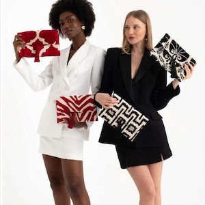Ikat Clutch Bag: Women&#39;s Evening Bag with Suede Lining