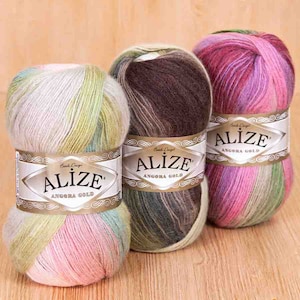 Alize Angora Gold Batik mohair,wool,knitting yarn,crochet yarn batik colors,shawl warp ,fingering weight,fine,baby weight